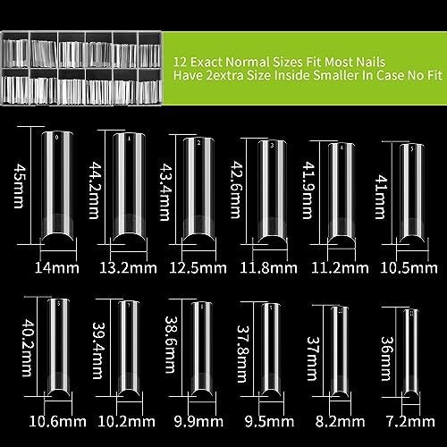 240 Pcs Square Nail Tips Extra Long No C Curve Nail Tips, XXL Tapered Clear