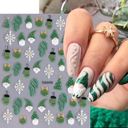 8PCS Christmas Nail Art Stickers Decals 3D Glitter Christmas Christmas style3
