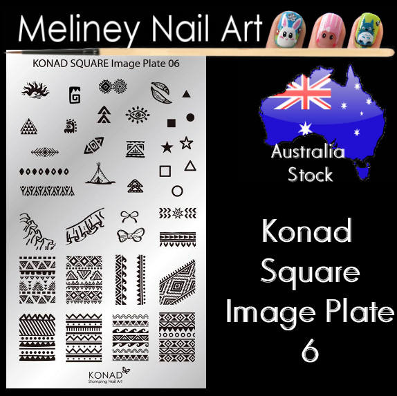 Konad Square Image Plate 6 for Stamping Nail Art Transfer Stencils Tribal
