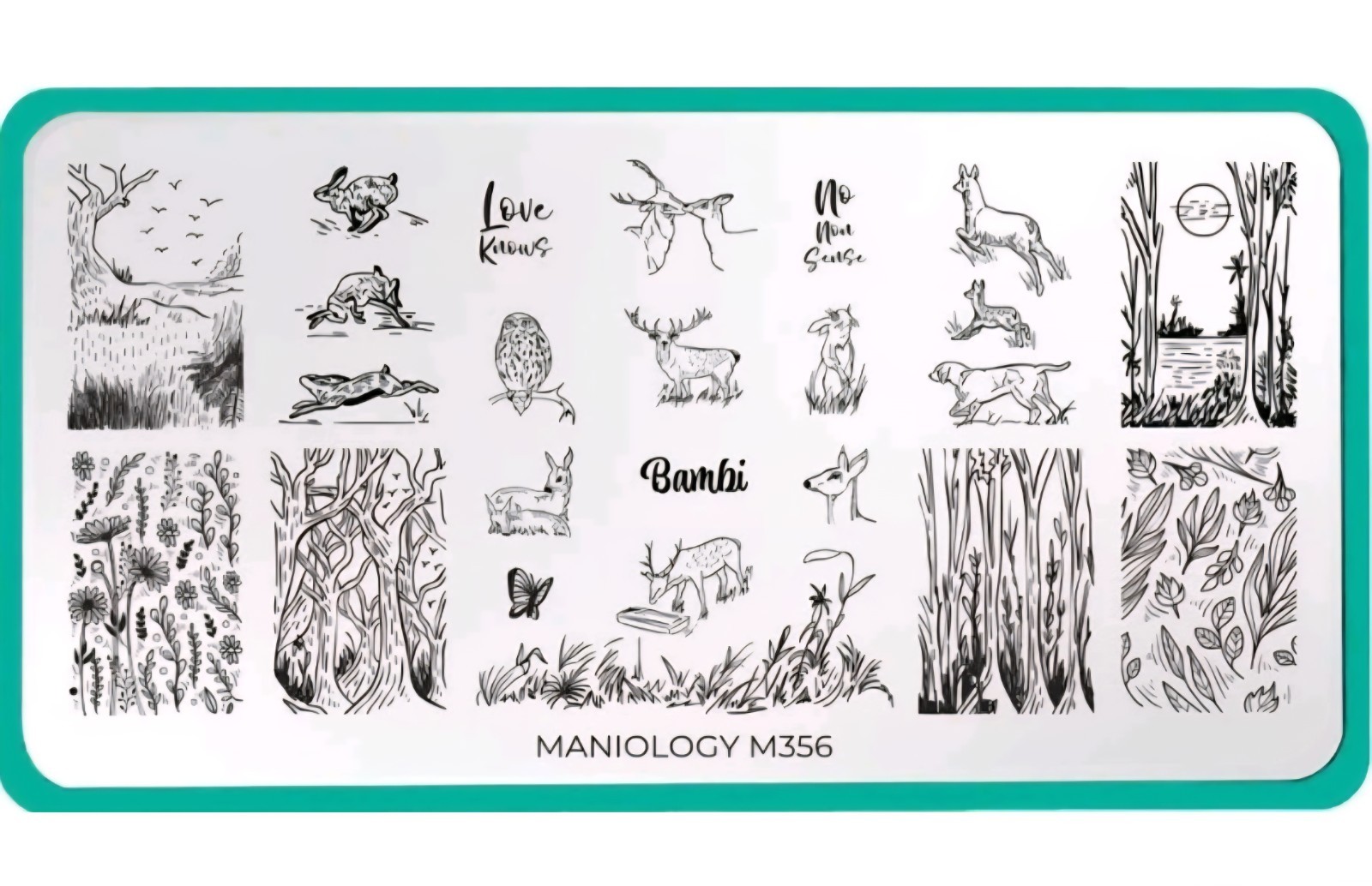Maniology M356 Nail Stamp Plate Bambi Deer Reibdeer Forest Animal Dog Rabbit HTF