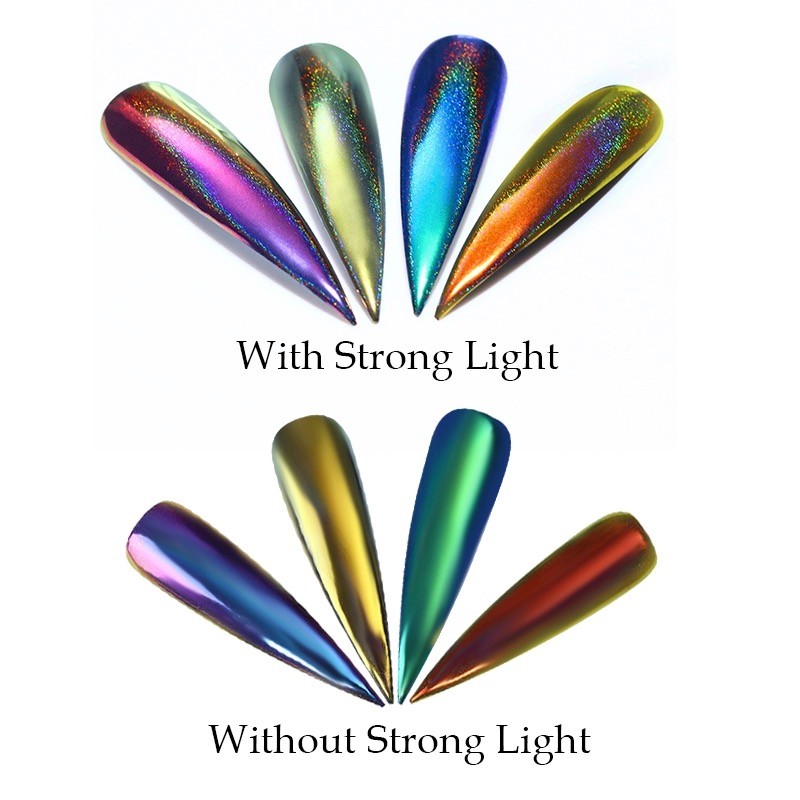 NEW CHAMELEON PEACOCK 12 colours HOLOGRAPHIC Nail Art Powder Nails Mirror Chrome