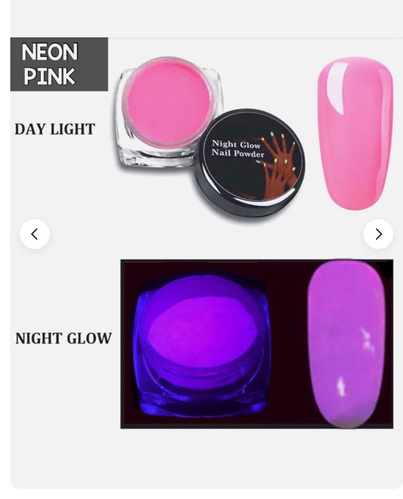 2 Pots Phosphor Nail Glow in the Dark Neon Powder Luminous Pigment Fluorescent