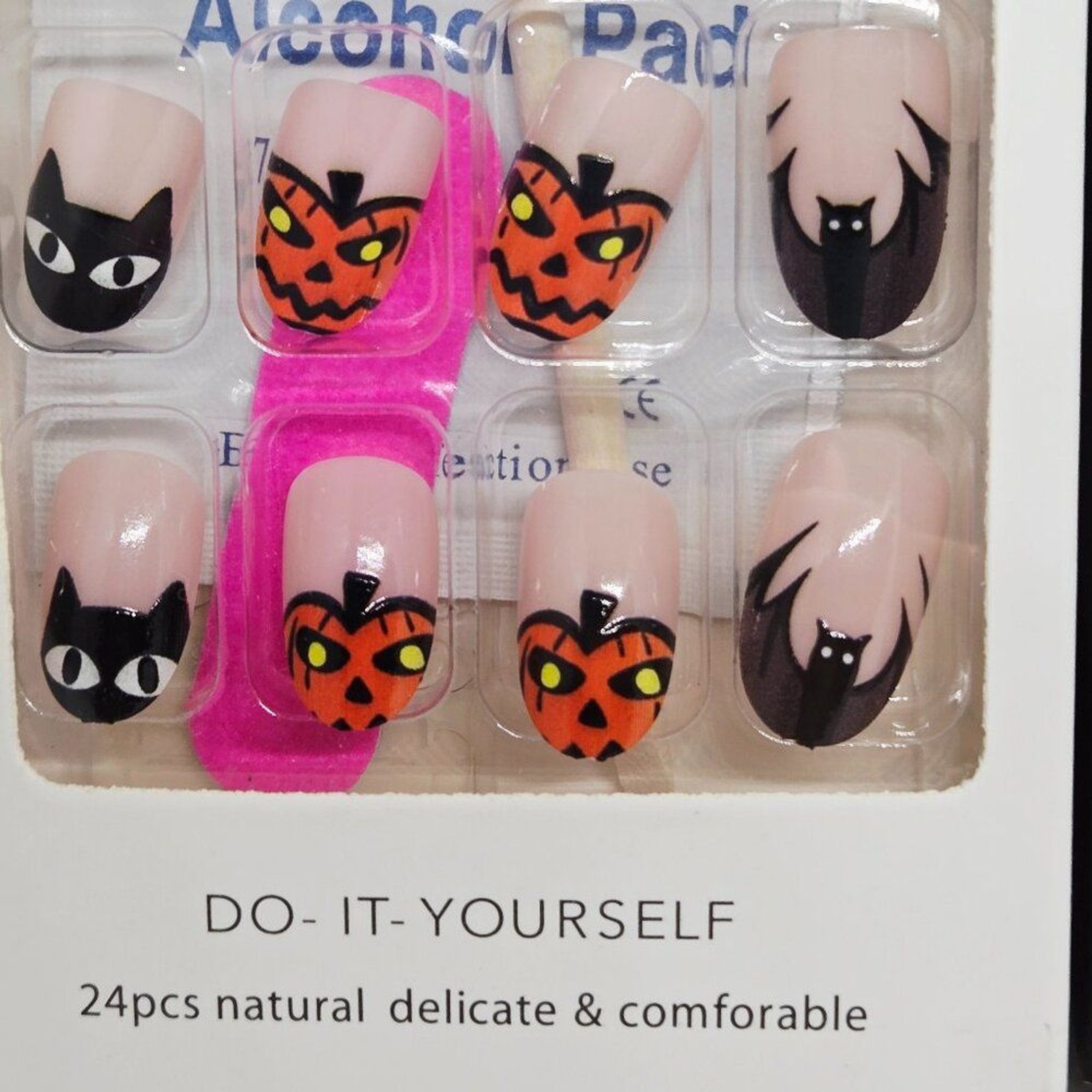 NIB SET OF 3 HALLOWEEN DECOR/PARTY PRESS ON NAILS, GHOSTS, PUMPKINS, 72 TOTAL