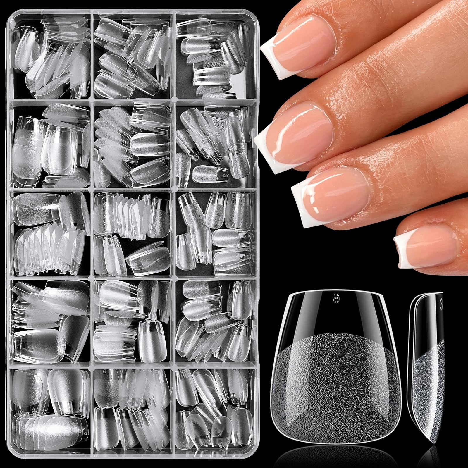 Extra Short Coffin Nail Tips, 360 Pcs Soft Acrylic Nail Tips, 15 Sizes Extra …