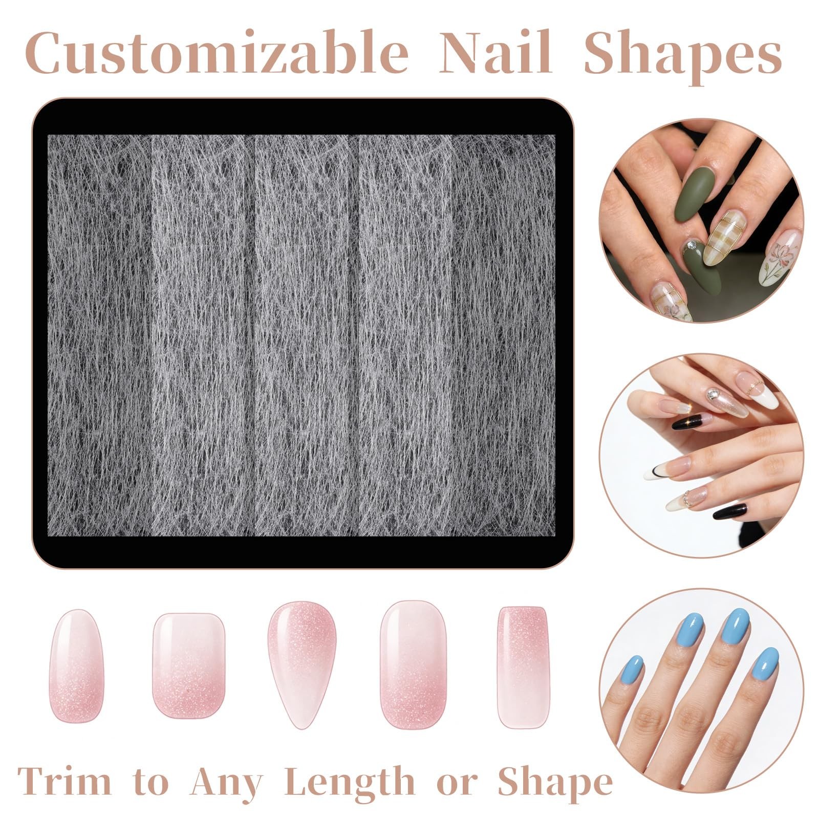 YBEATY 100 PCS Silk Nail Extension Wrap Kit 3.15 × 1.57 × 0.04 Inch, White
