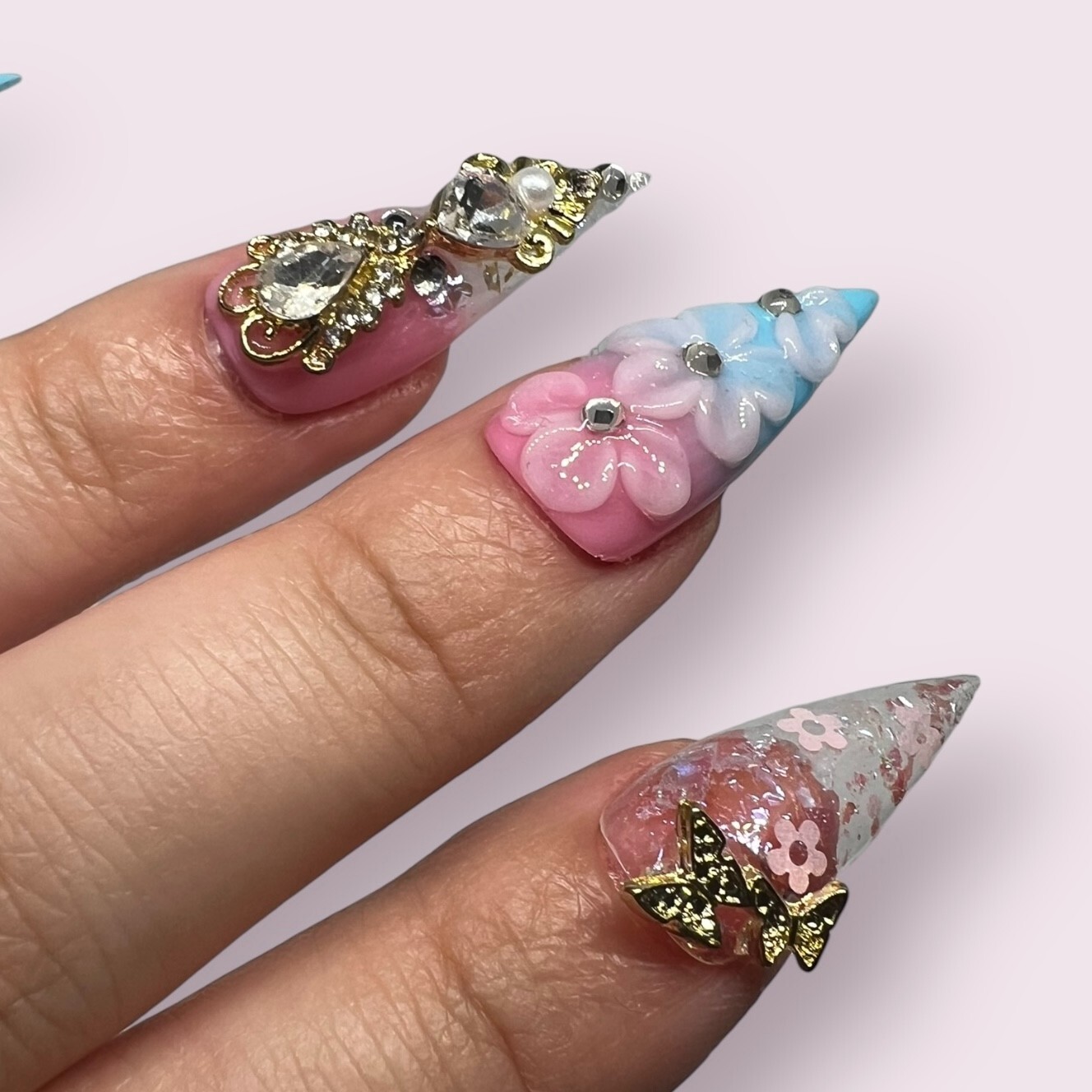 Luxurious Handmade Acrylic Press On Nails – A12 – High Quality & Reusable