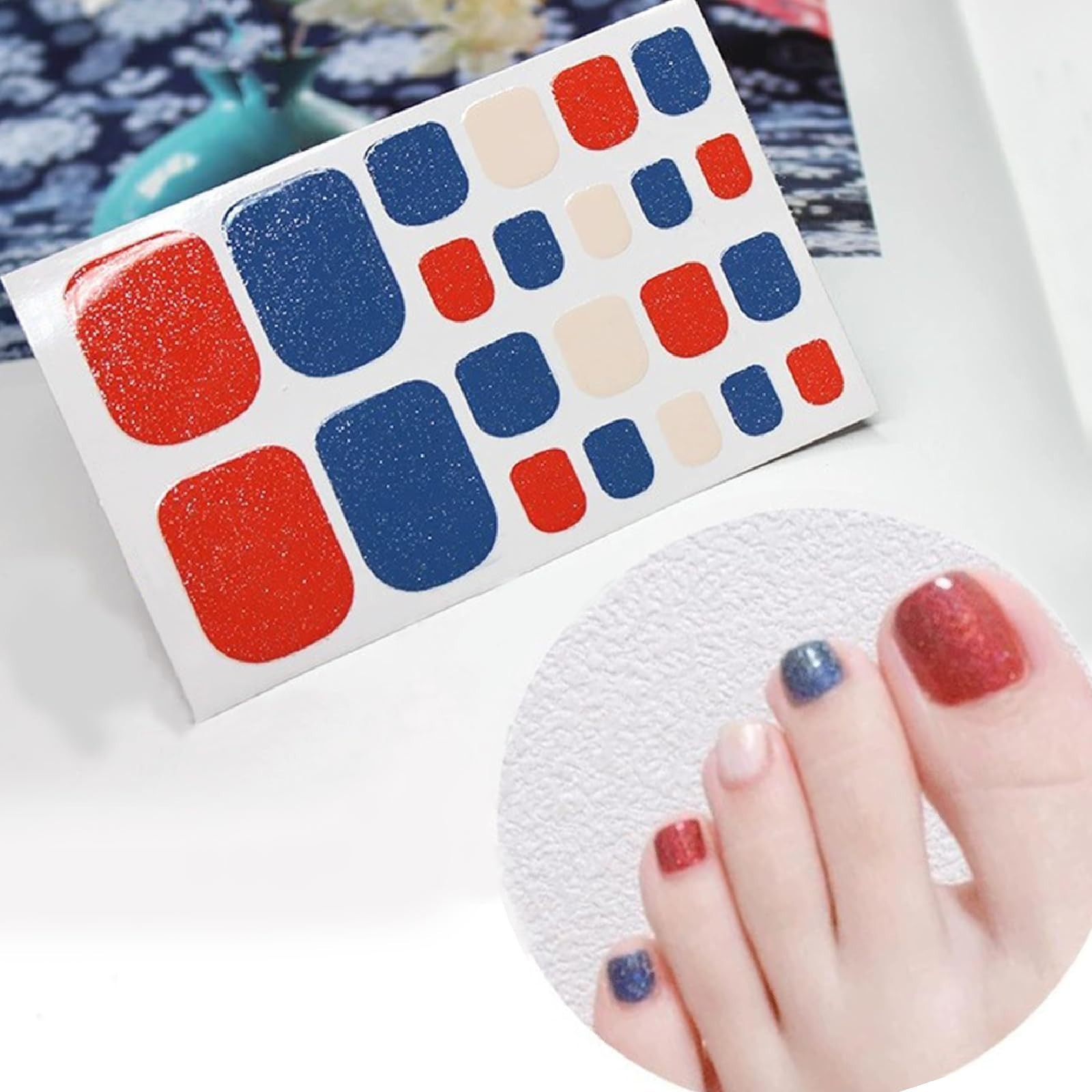Patriotic 4th of July Toenail Wraps – 8 Sheets Self-Adhesive Glitter Strips for