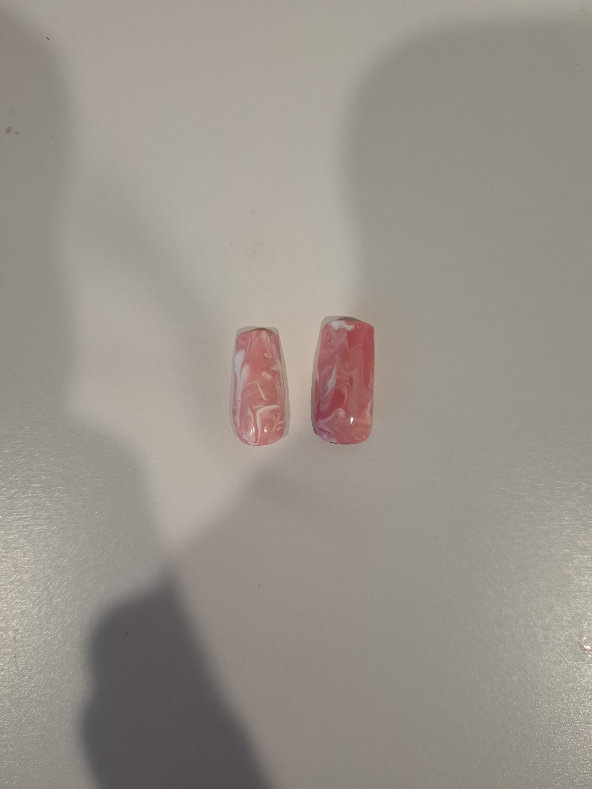 Pink Abstract Tie – Dye Press – On Gel Nails