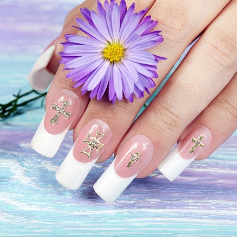 80PCS Cross Nail Charms Alloy Cross Nail Decoration for Cross