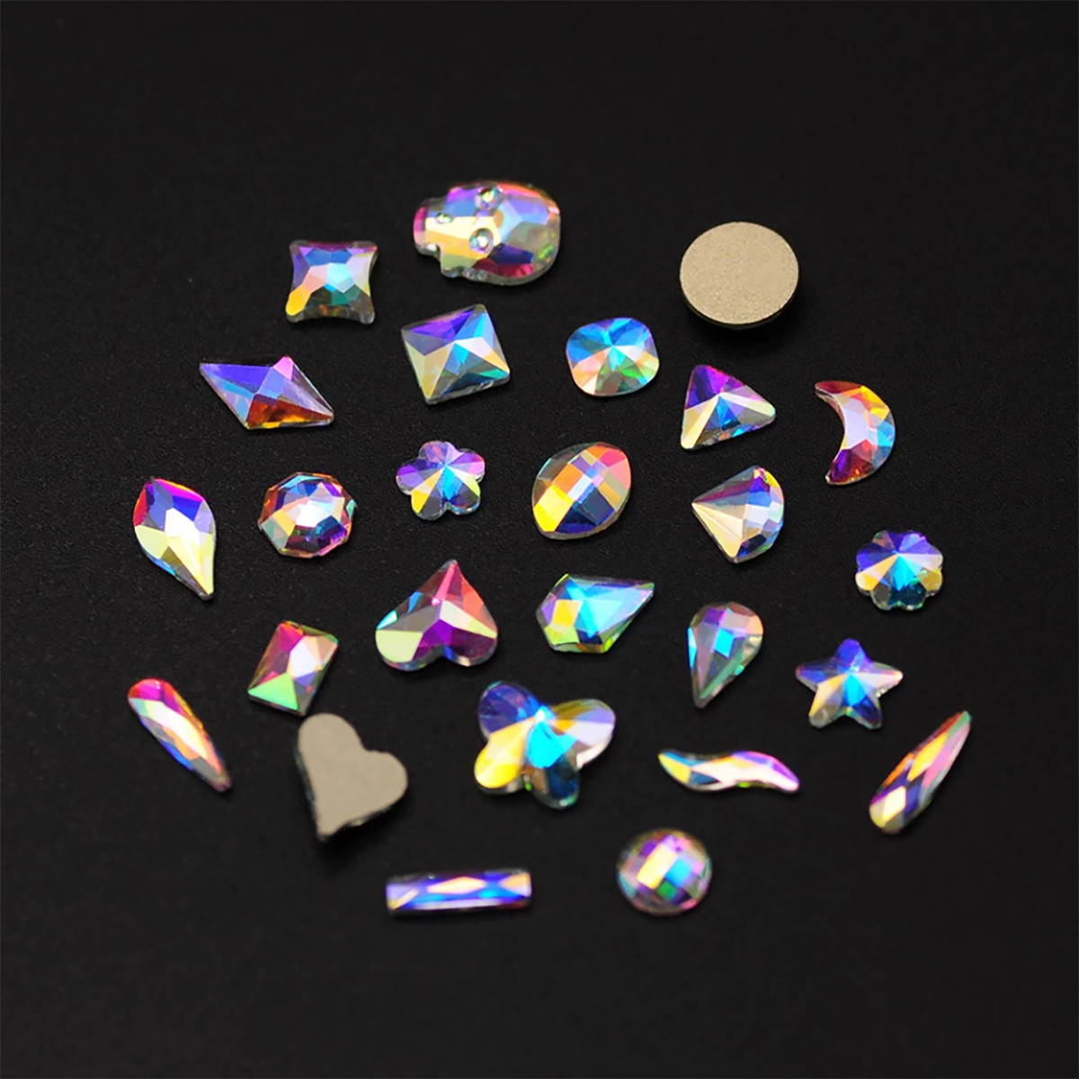Crystal AB Different Design Flat Back Glass Nail Art Gems Non Hotfix Rhinestone