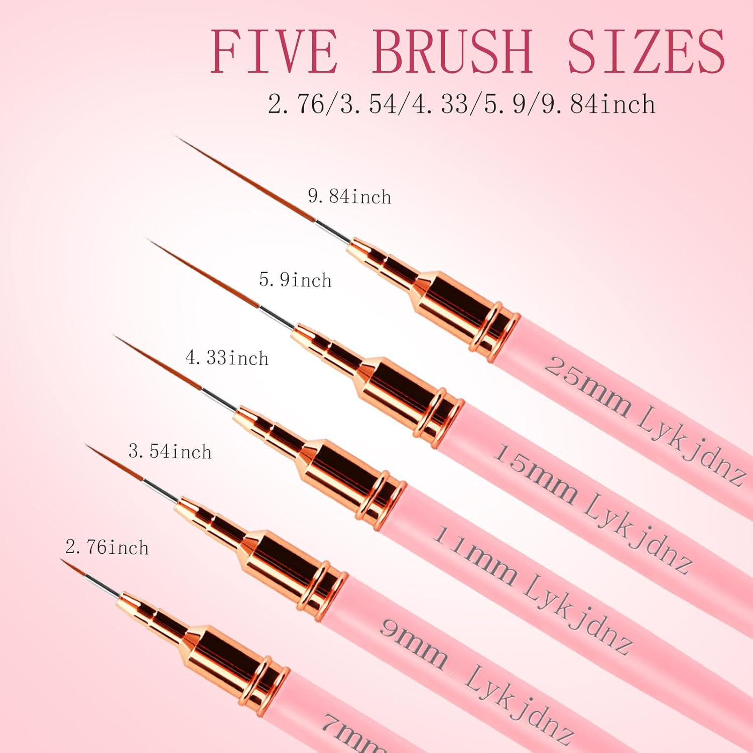 5 Pcs Nail Art Liner Brushes, Multi Size UV Gel Detail Painting Brushes | 7/9/11