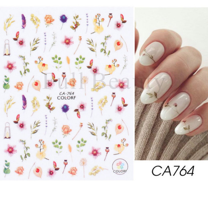 3D Nail Sticker Spring Floral Flower Tulip Adhesive Transfer Decals Slider NH7