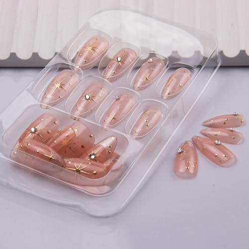 French Tip Press on Nails Almond Fake Nails Silver Glitter False Medium Style 8