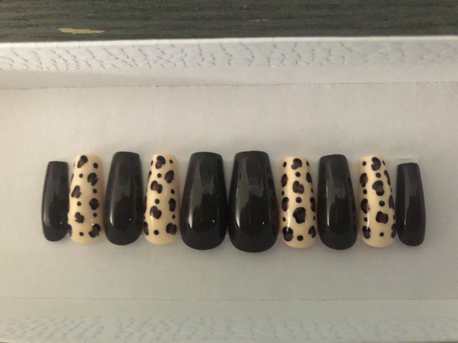 chocolate brown cheetah press on nails