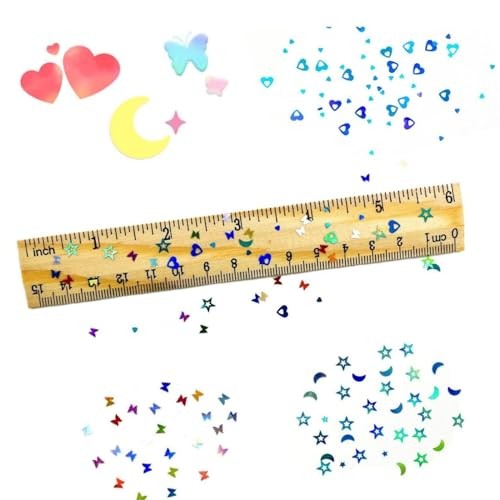 12 Colors Star Moon Butterfly Shaped Glitter Confetti – Holographic Flakes