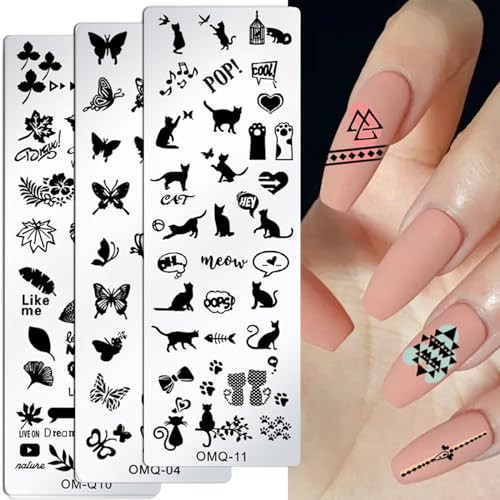 Nail Stamper Kit 8pcs Stamping Plates Minimalist Geometric Lines Mixed-Style D