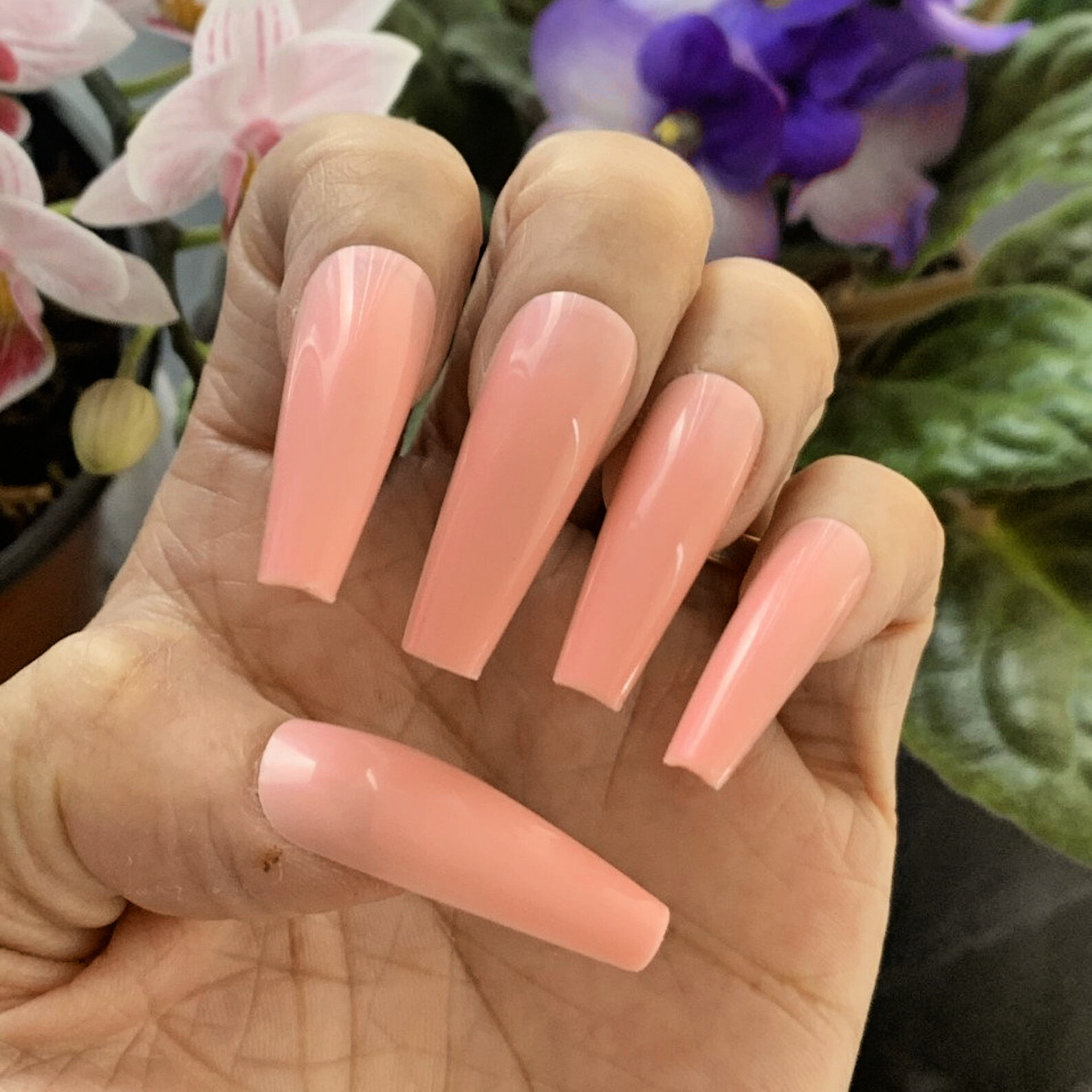 Nude Peach Press On Nails | Pastel Orange Cream Fake Nails | Glossy Nails | Glue