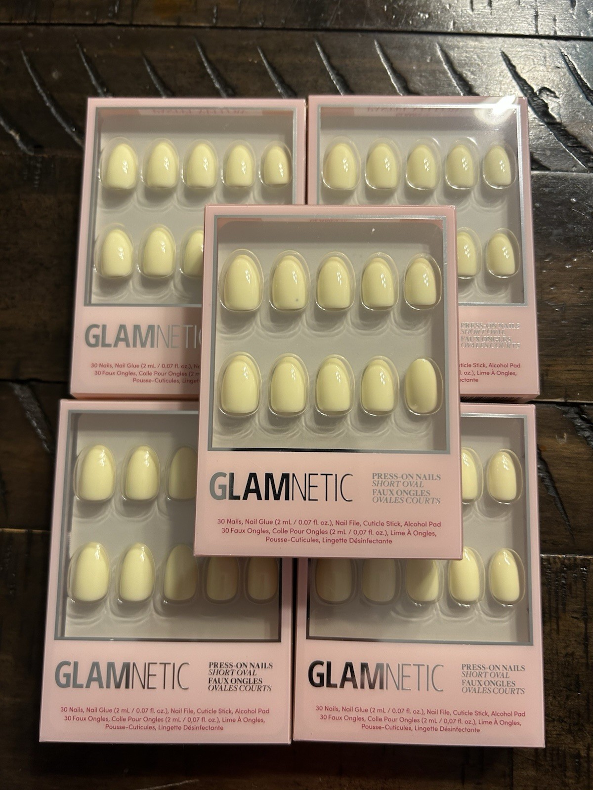 Lot of 5 packs Glamnetic Press On Nails Short Oval “30 nails Pastel Yellow