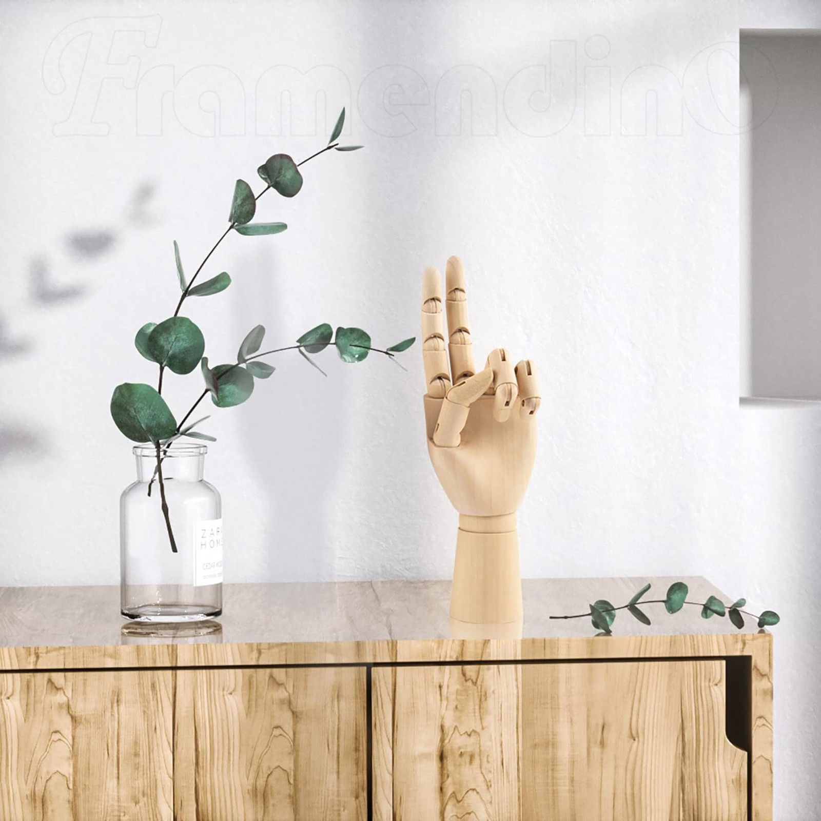 Framendino, 2 Pack 7″ Flexible Wood Hand Model Wooden Mannequin Right Left Dr…