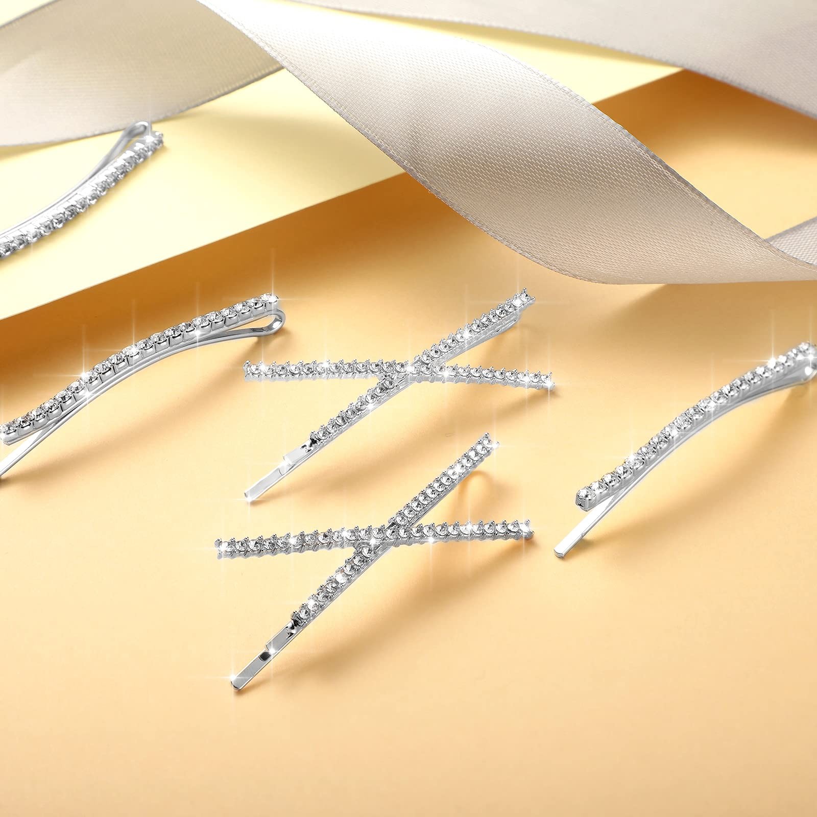 12 Pieces Rhinestone Bobby Pins Decorative Fancy 1 Count (Pack of 1), Silver