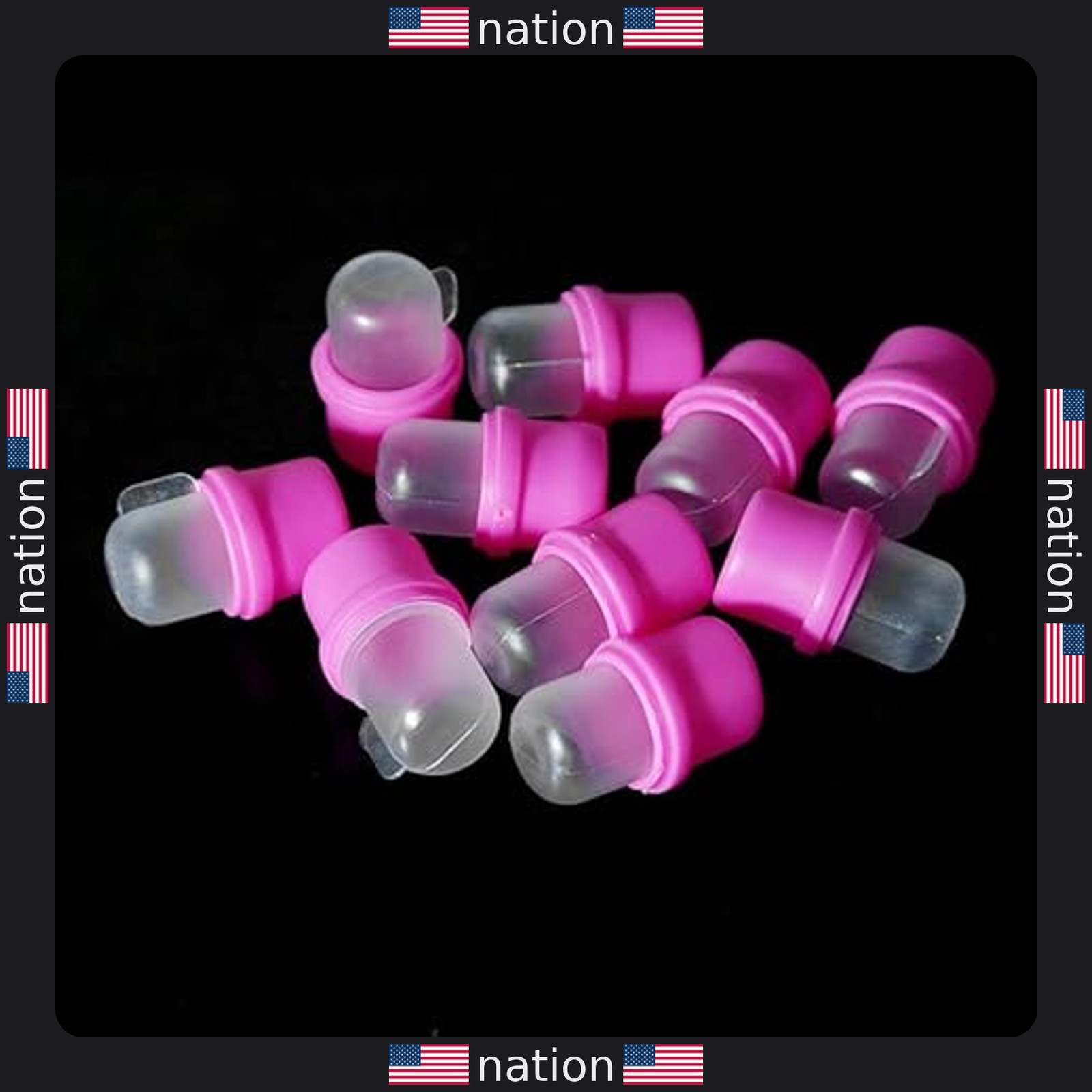 10 Pcs Pink Nail Soaker Caps for Acrylic & UV Gel Polish Removal