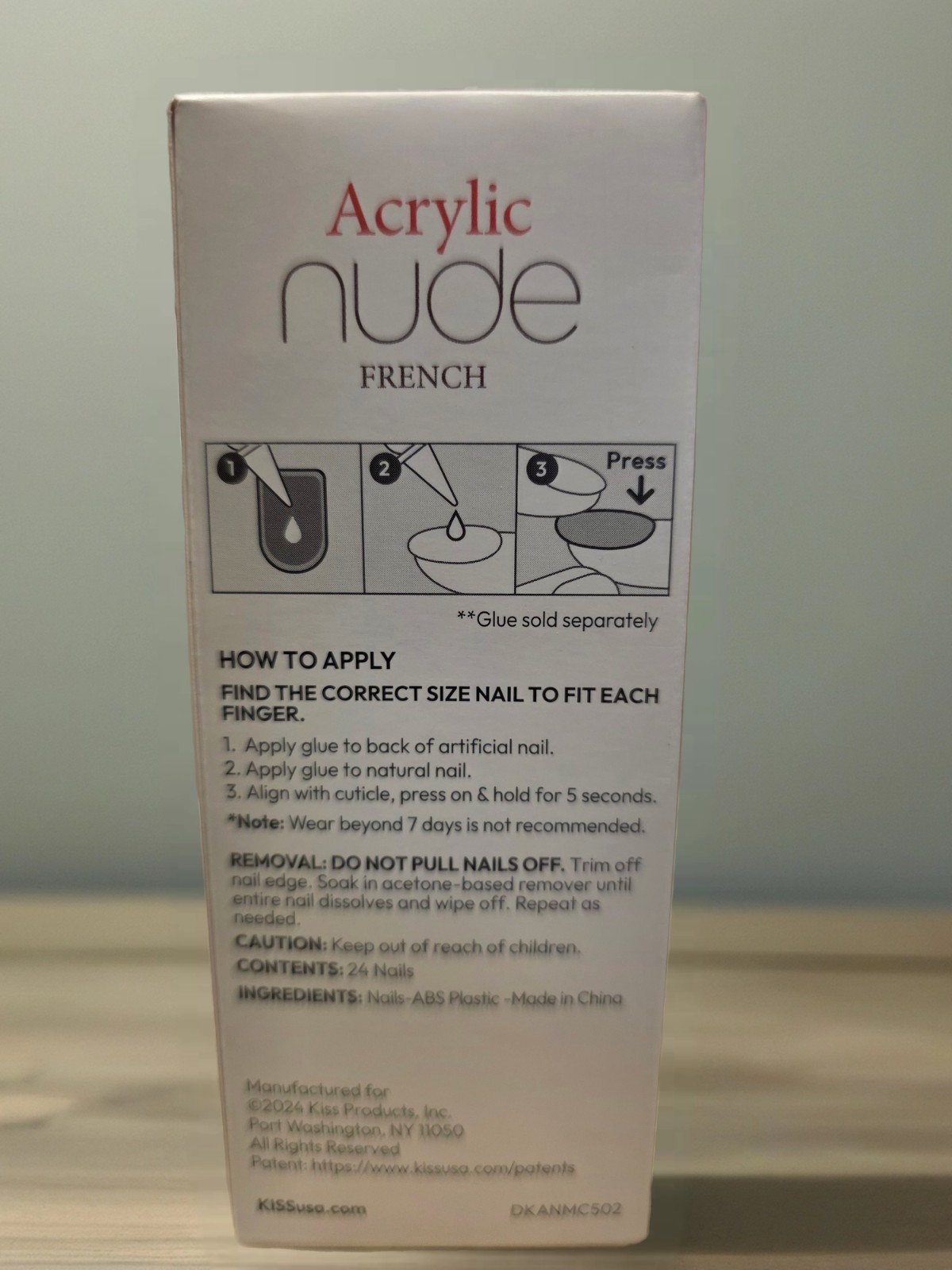 Kiss Acryic Nude French Unbelievably Natural Nails You always 24 Nails -Set Of 2