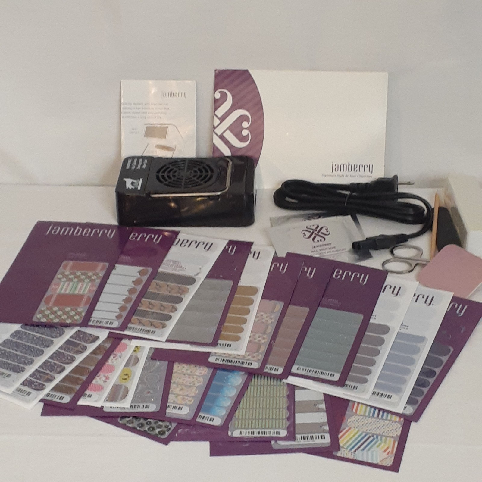 Jamberry Lot Nail Wrap Variety Colorful with Mini Heater and tools