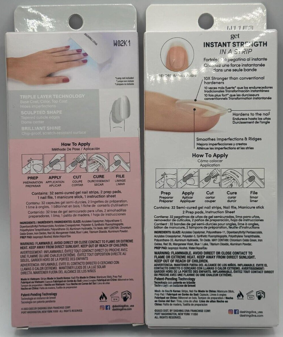 2PK Dashing Diva Glaze LED Semi Cured Gel SET ~ Sheer Rose & In The Buff ~ NEW