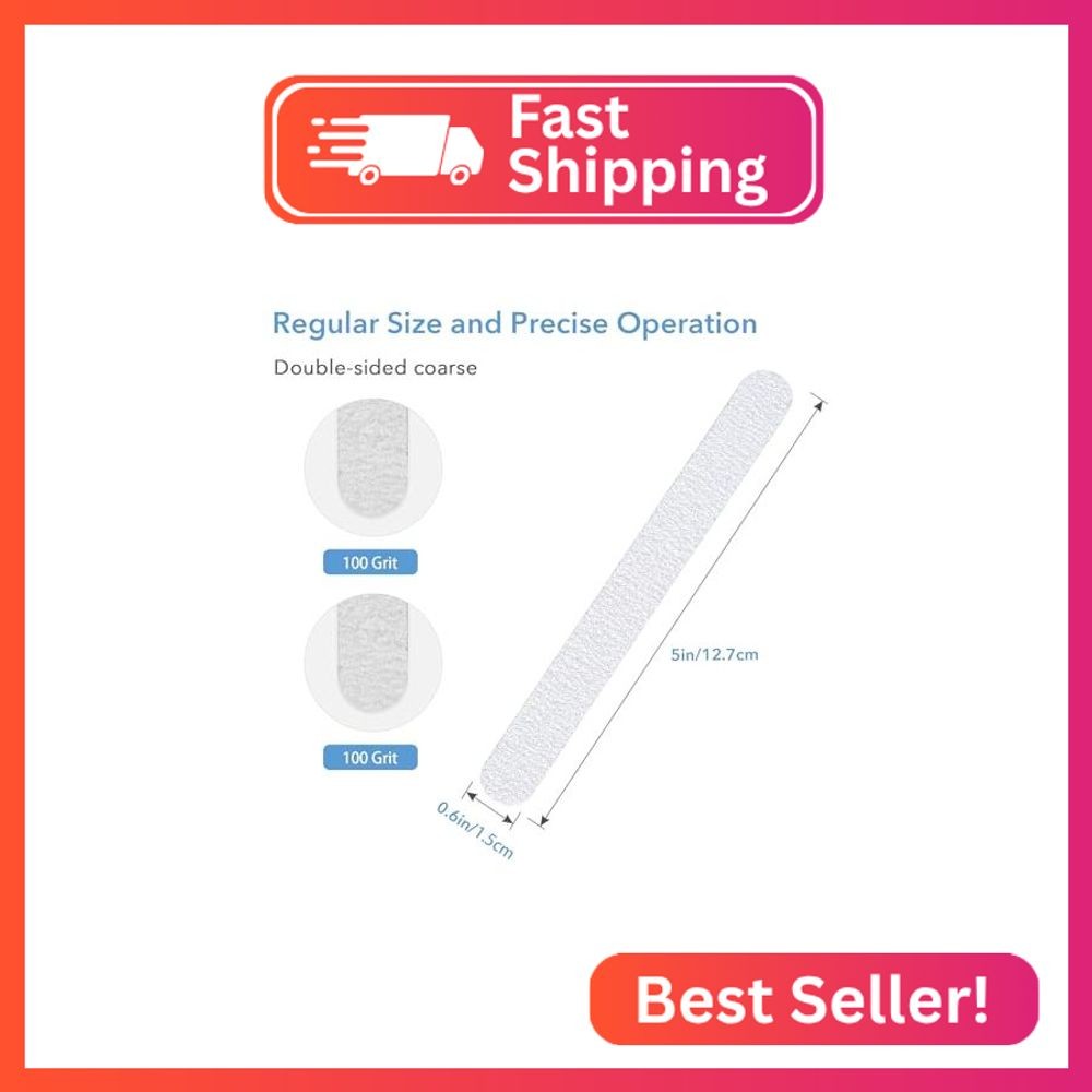 GazePlus 5 Inches Mini Nail Files, 50 PCS Fingernail Files 100/100 Grit Zebra Do