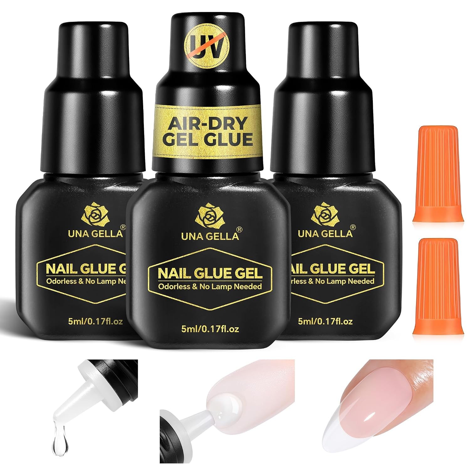 Gel Nail Glue Press On Nails Fast Dry Pegamento Uñas Postizas Strong 3x5ml