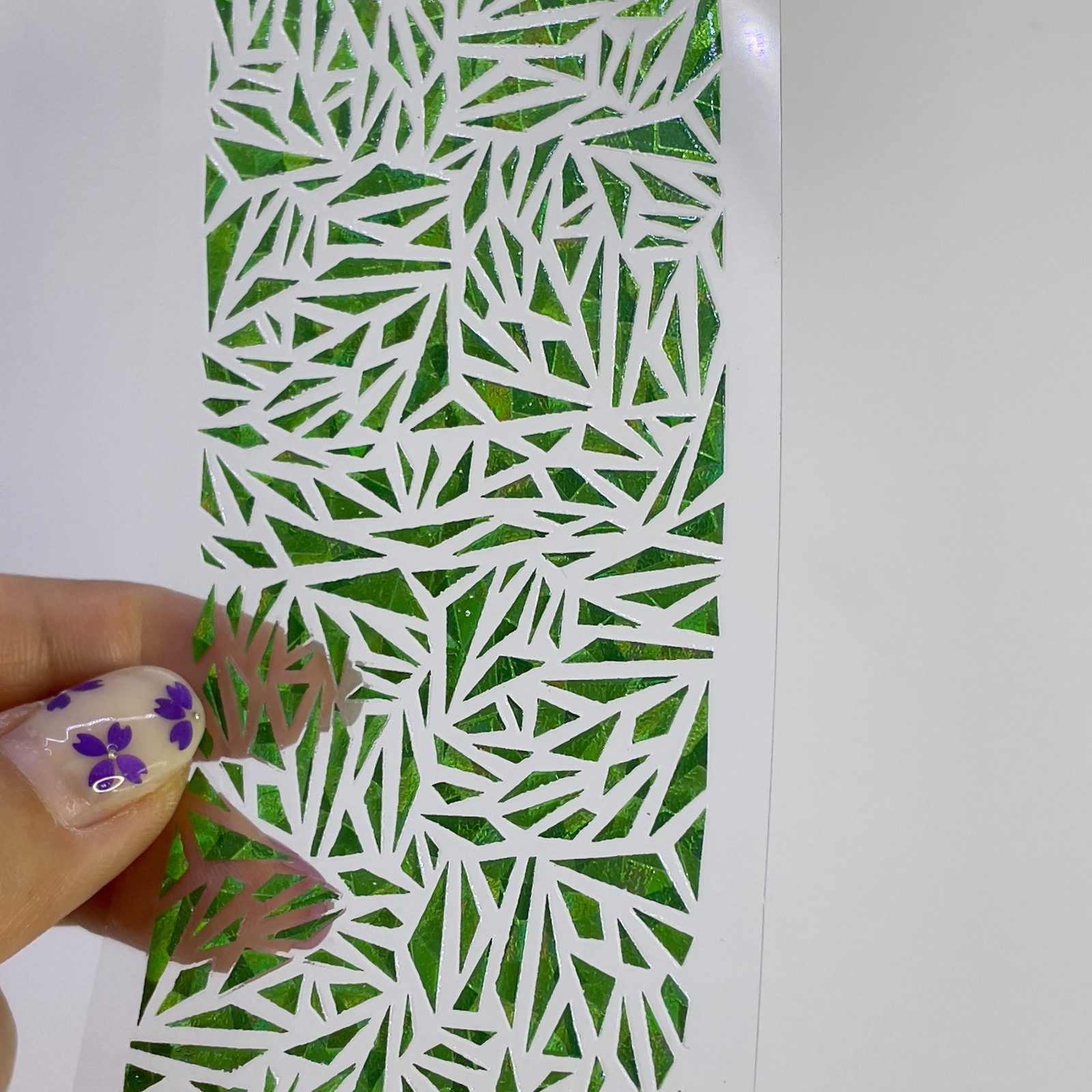 Emerald Green Glass Nail Foils DIY Holographic Stickers Made in Korea K-Beauty