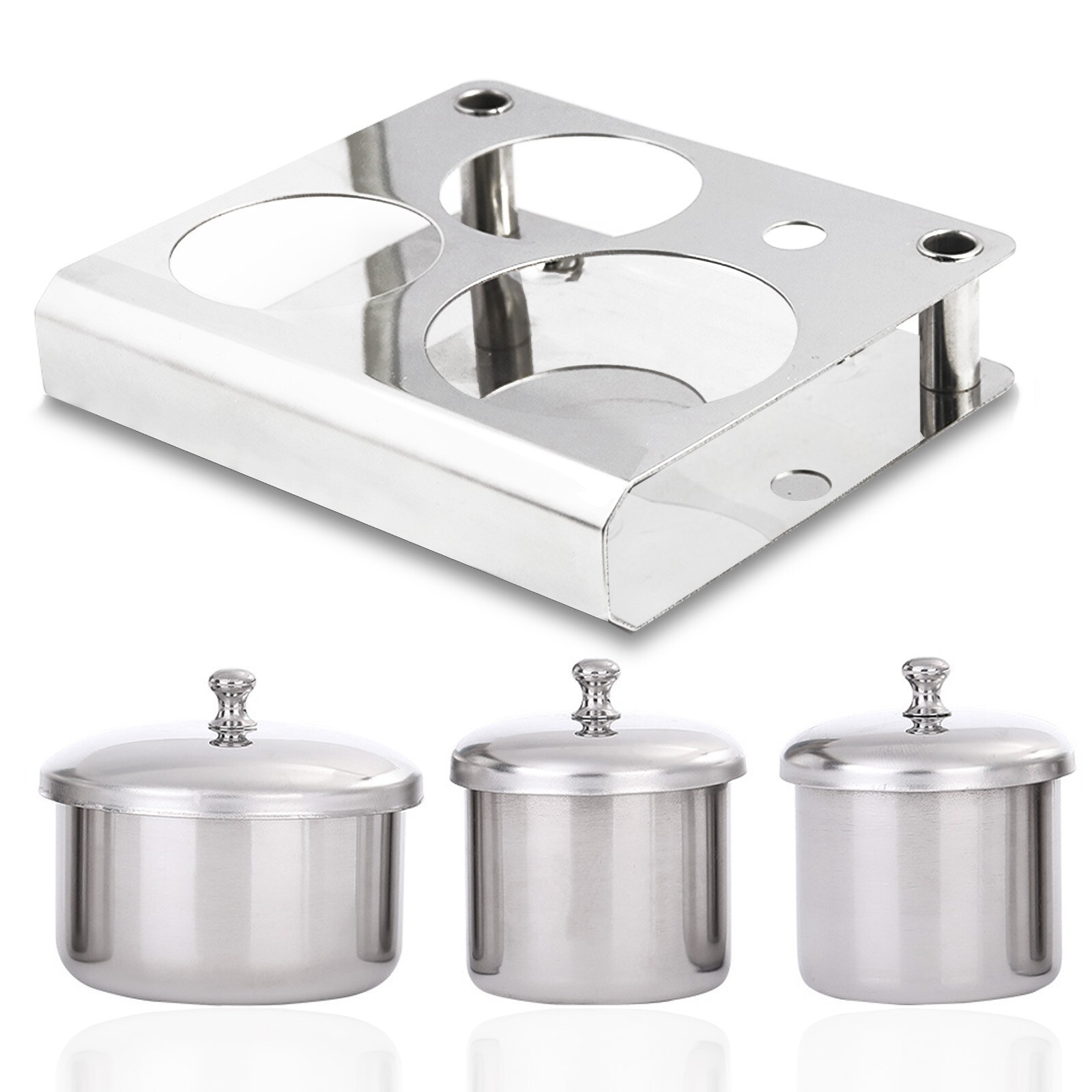 Silver Stainless Steel Nail Art Manicure Acrylic Powder & Liquid Set Storage Cup