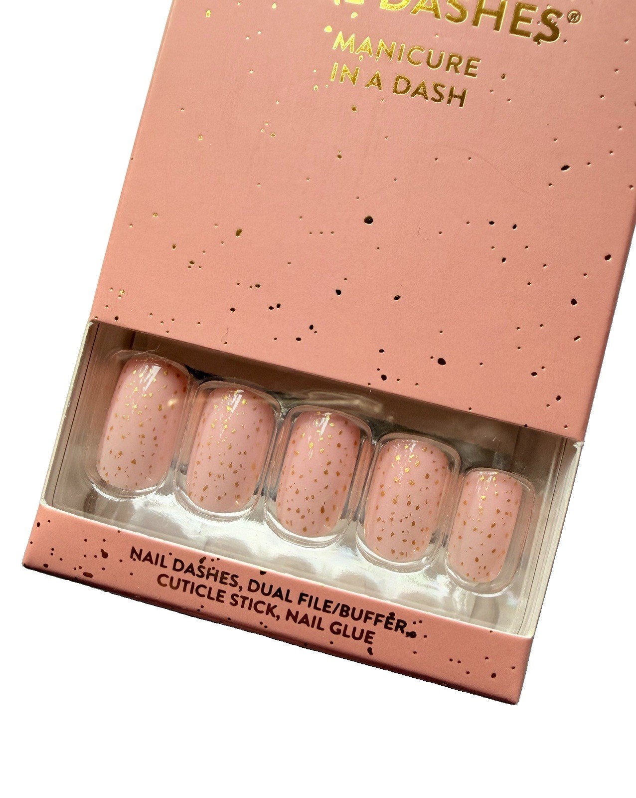 Red Aspen Press On Nail Dashes Pink Priya Medium Square NIB