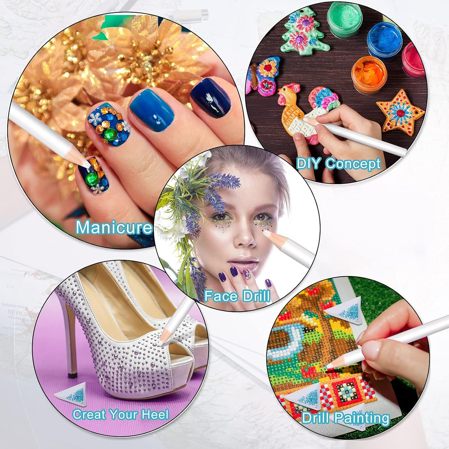 Maitys 22 Pieces Wax Rhinestone Picker Pencil Wax Pencil Set for Rhinestones