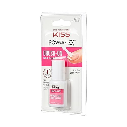 Kiss PowerFlex Nail Glue 0.17 oz Brush-On Applicator Ultra Hold Fast Drying
