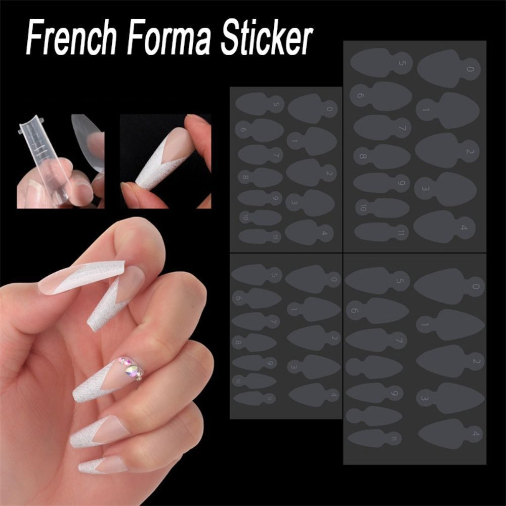 12pcs Reusable Silicone Pads Stencil Sticker Nail Gel Dual Form French Manicure
