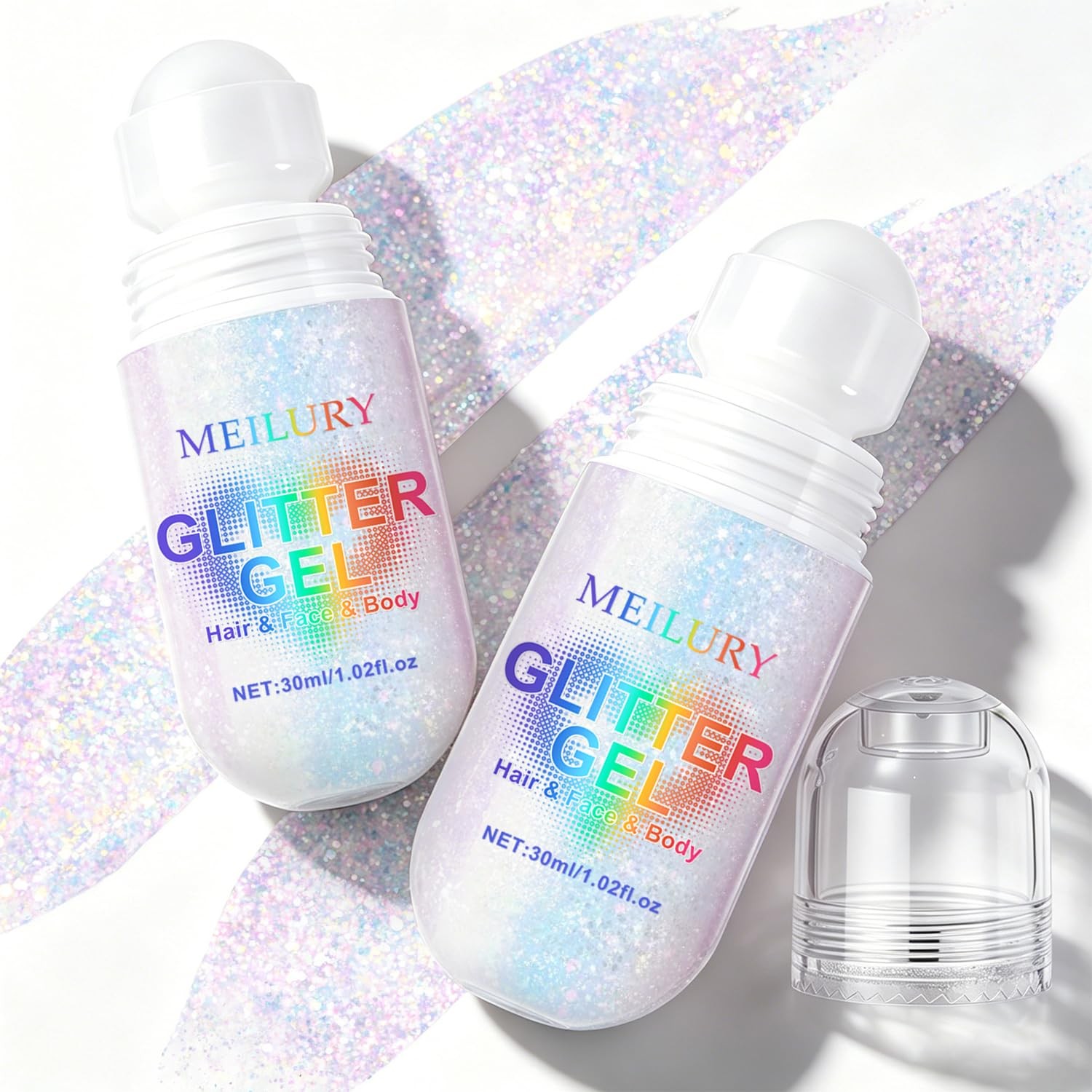 Meilury Body Glitter Gel 2PCS Sparkling Pink