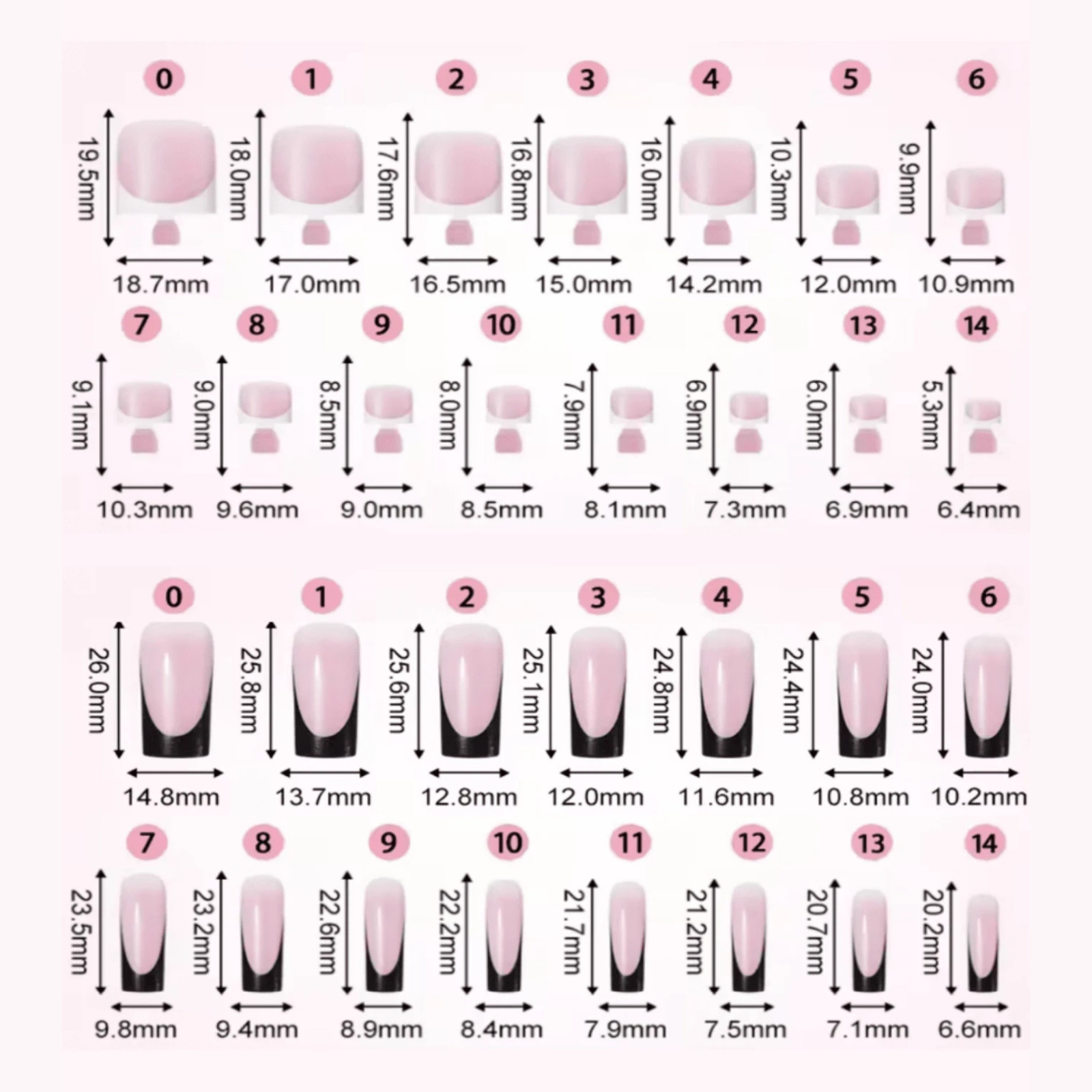 150x Press-On Fake Nail Tips Toenails Short Square French Soft Gel 15 Size Nails
