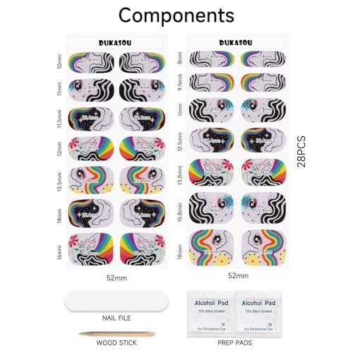 Semi Cured Gel Nail Strips | 28 pcs Gel Nail Strips Work with Any UV Iridescent