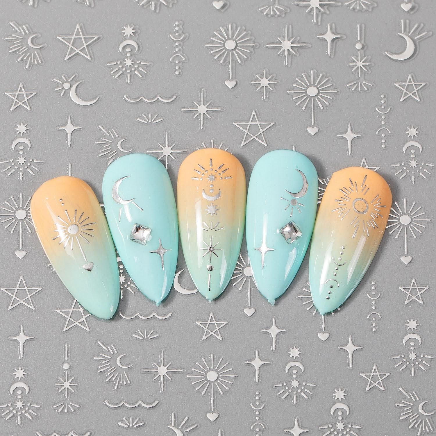 2 Sheets Star Nail Stickers Gold Silvery Nail Art Decals Moon Nails Supplies …