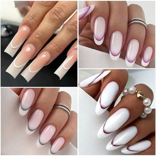 6 Sheets French Colorful Nail Art Stickers 3D Self-Adhesive Lines Gradient