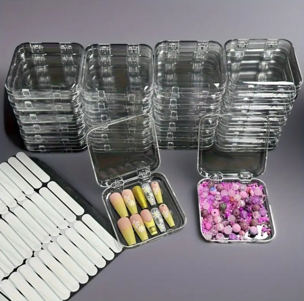 24pcs Acrylic Nail Storage Box with Lid – Transparent Display Box
