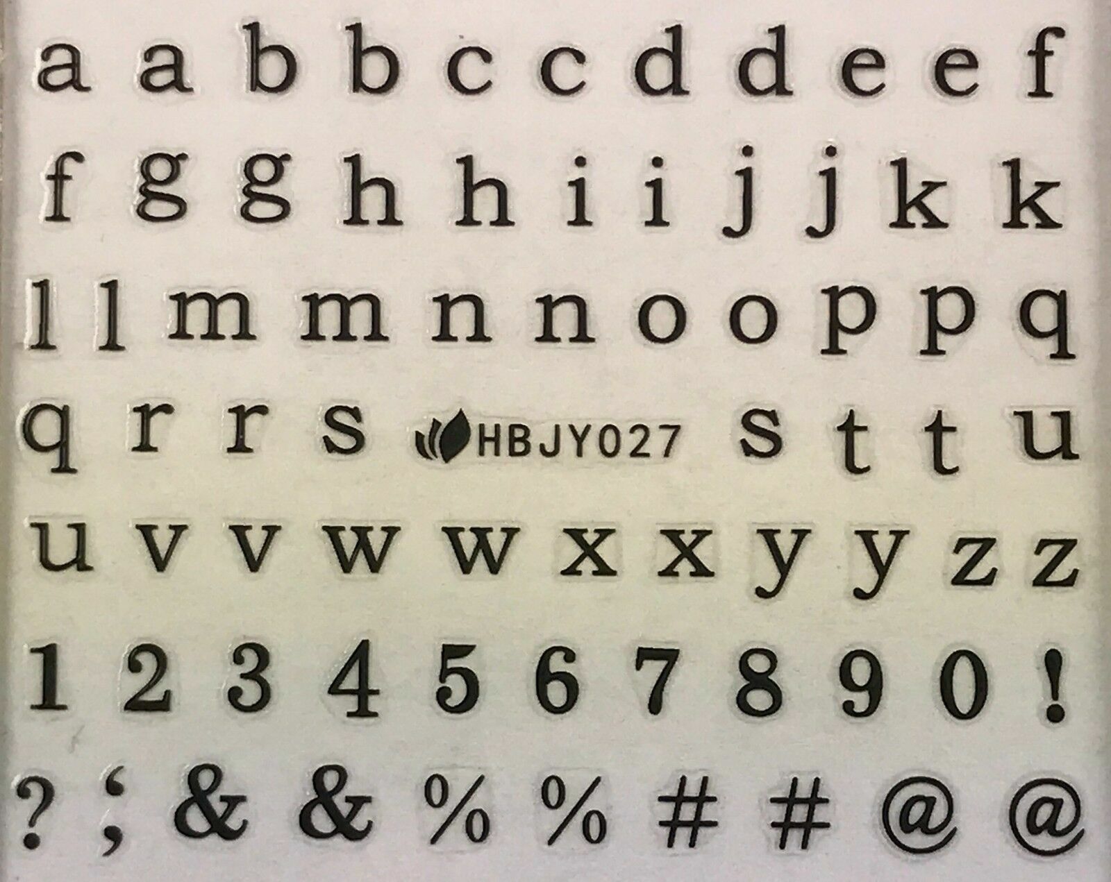 Nail Art 3D Decal Stickers Lowercase Alphabet Black Letters & Numbers HBJY027