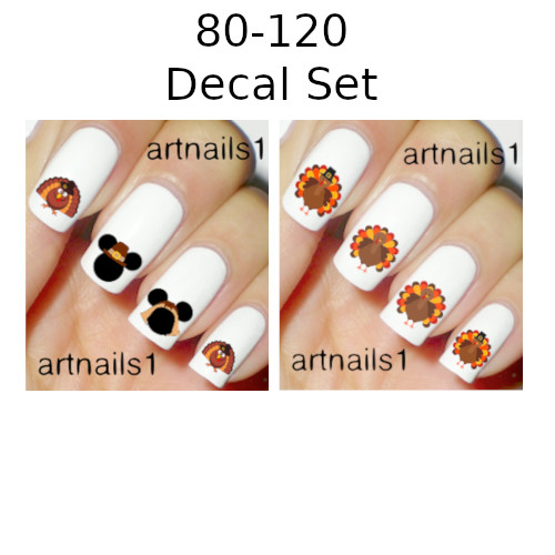 Turkey Thanksgiving Nail Art Stickers Mickey n Minnie Disney Nails Decals Polish