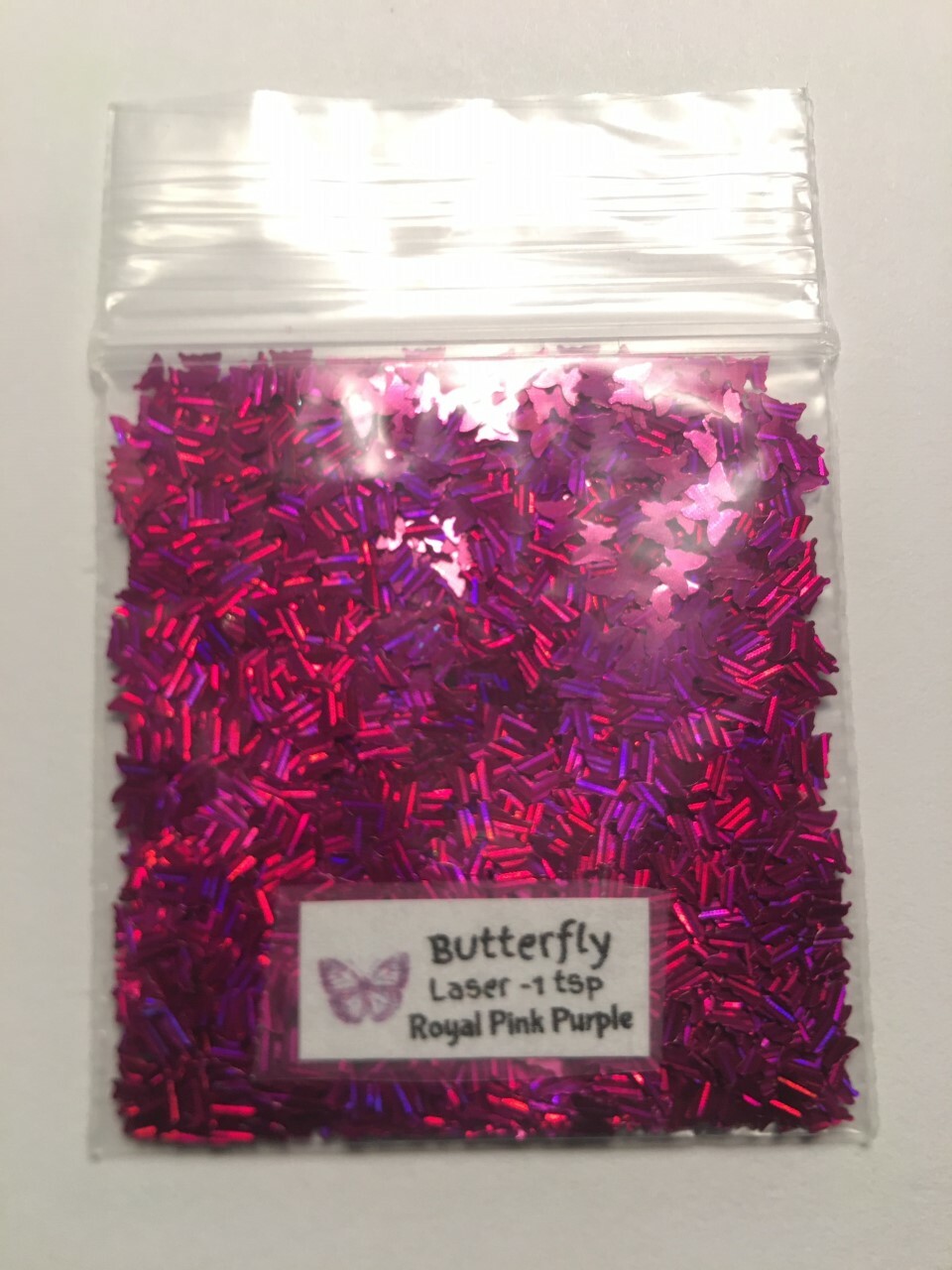 NEW Laser BUTTERFLY (Royal Pink Purple) Glitter 1tsp-4Nail Art Face Craft-US