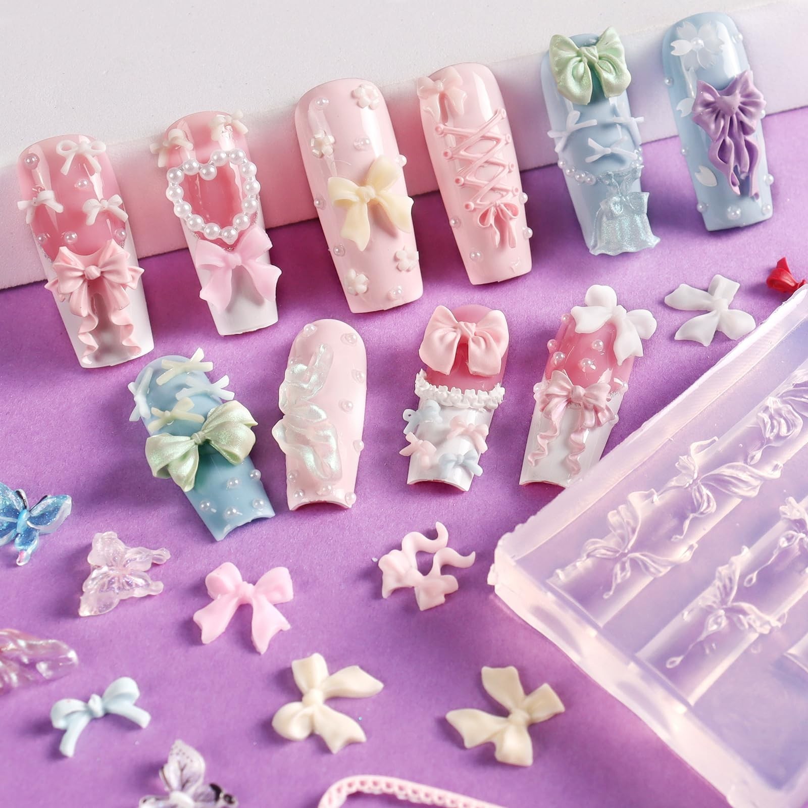 4pcs 3D Bowknot Silicone Nail Art Molds – Reusable Ribbon Bow Shapes, Gel Nail T