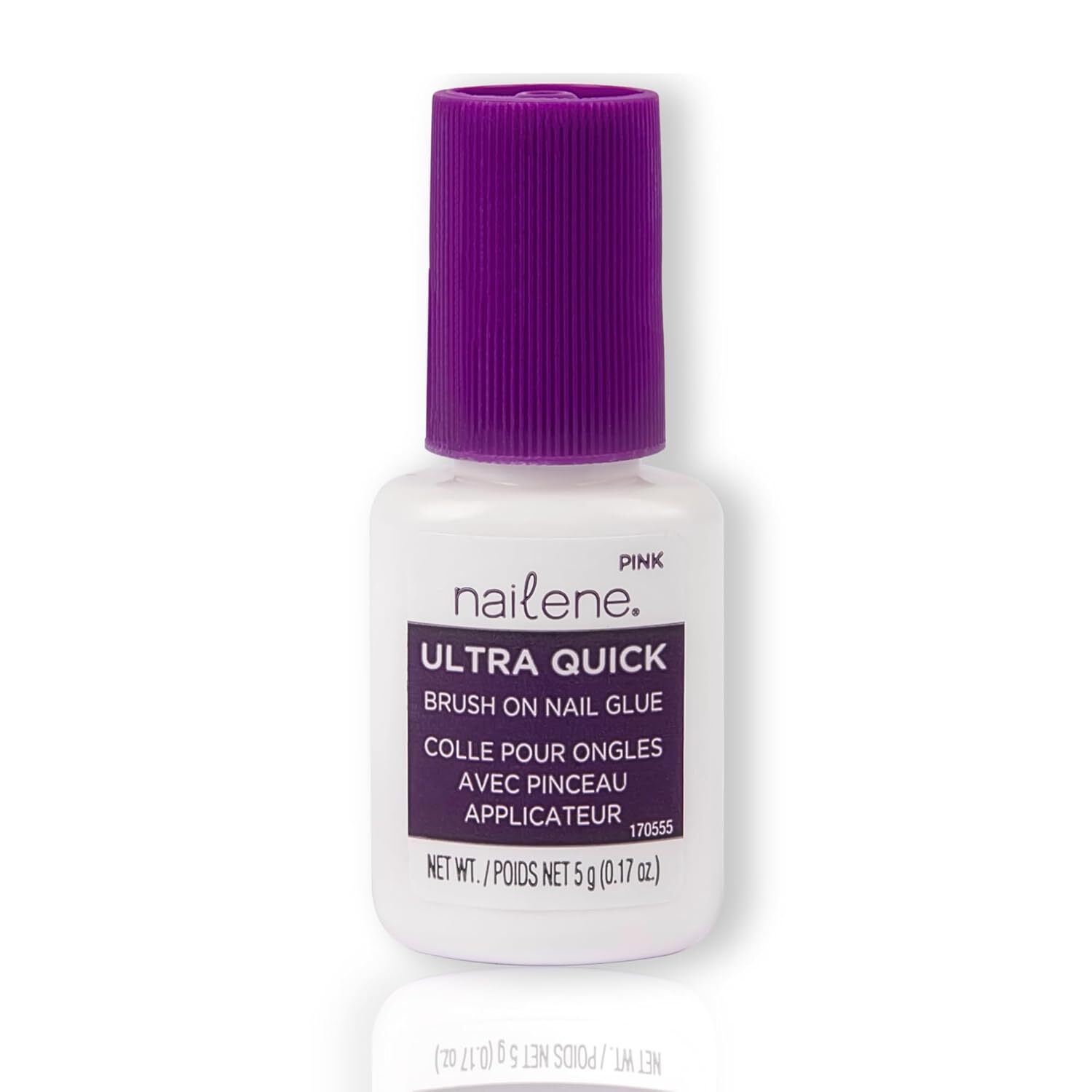 Nailene Pink Brush-On Nail Glue, 0.10 oz – Durable, Easy to Apply False Nail
