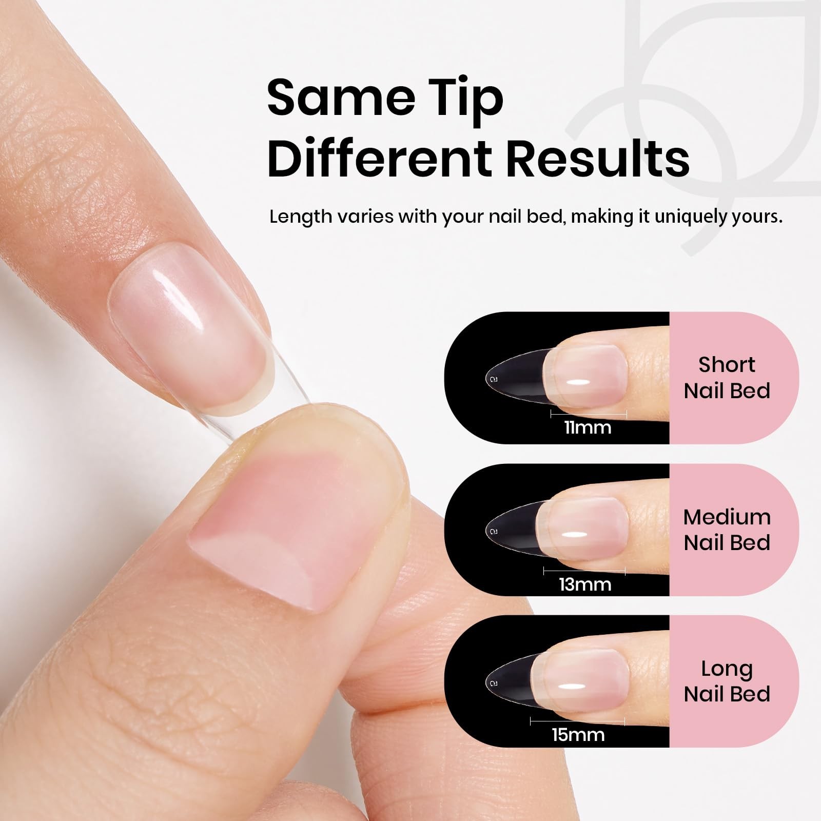 Beetles Gel Nail Tips Etch-X- Almond Short, Transparent Matte