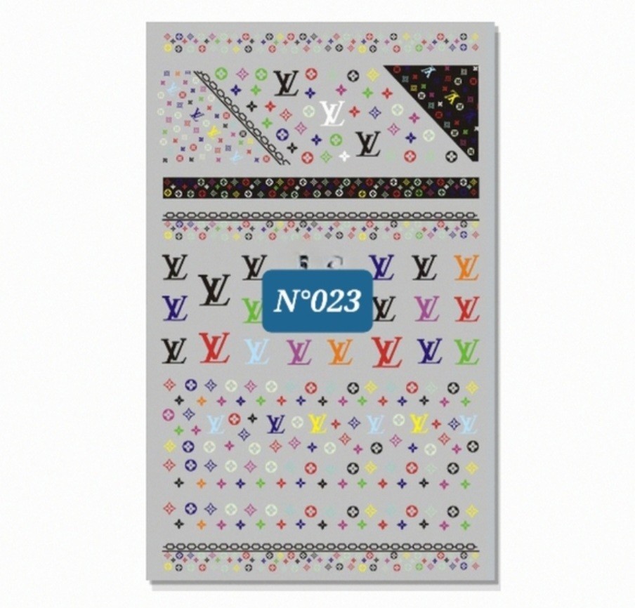 NWT NAIL ART DESIGN SELF-SEAL STICKERS N°23 BLACK/BRIGHT COLORS!