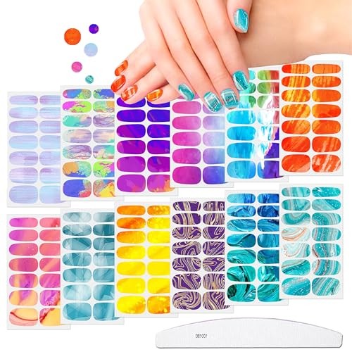 12 Sheets Aurora Gradient Color Full Nail Wraps Graffiti Cloud 12 Sheets-03